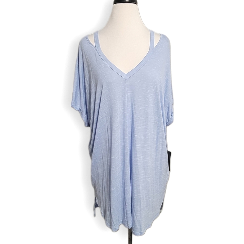 New a.n.a. short sleeve light blue shirt size XXL